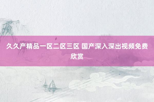 久久产精品一区二区三区 国产深入深出视频免费欣赏