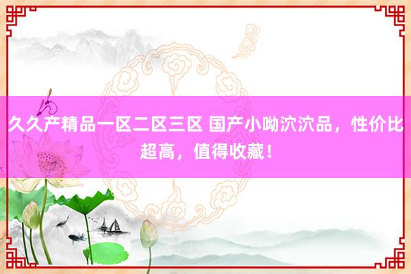 久久产精品一区二区三区 国产小呦泬泬品，性价比超高，值得收藏！