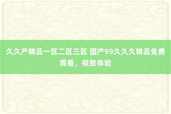久久产精品一区二区三区 国产99久久久精品免费观看，极致体验
