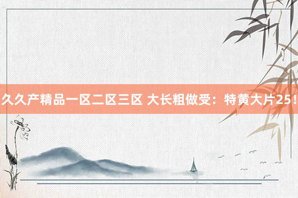 久久产精品一区二区三区 大长粗做受：特黄大片25！