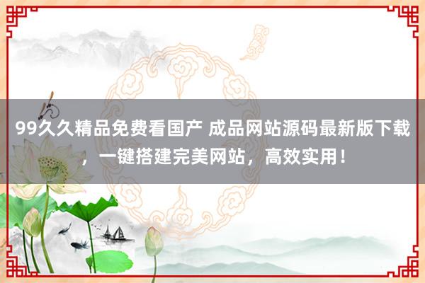 99久久精品免费看国产 成品网站源码最新版下载，一键搭建完美网站，高效实用！